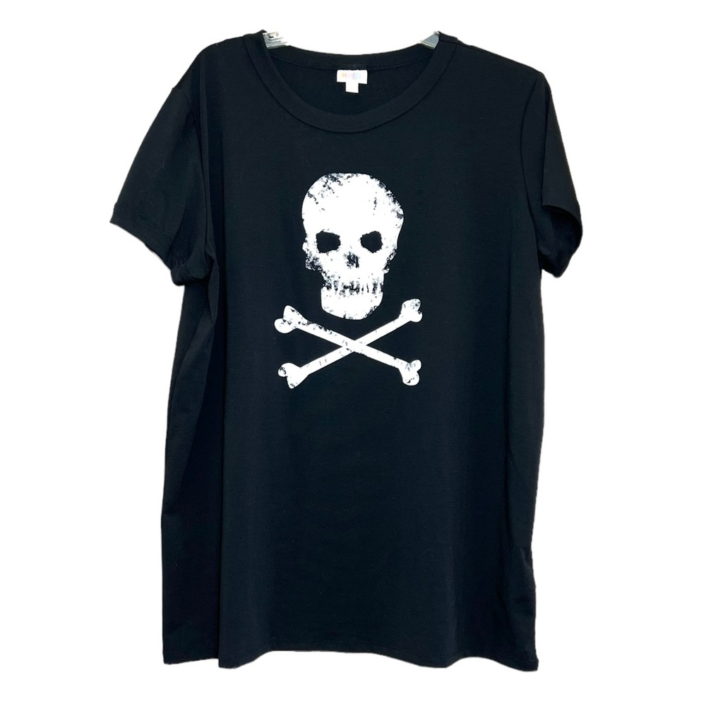 LuLaRoe black white skull print t-shirt short sleeves plus size 3X